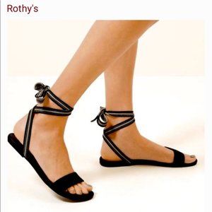 Rothys wrap around sandals, black, size 10.5. NIB.